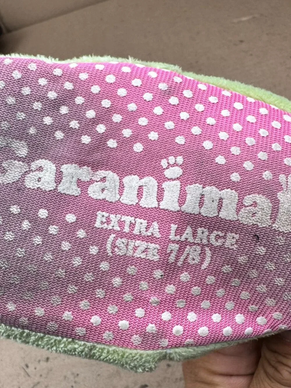 Garanimals Baby Girls Size 7/8 Green Pink Flower Slippers Need Clean